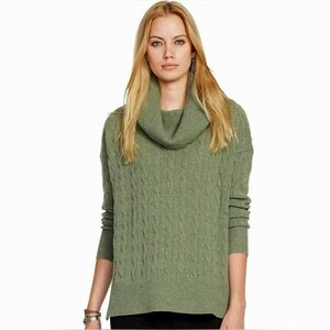 Polo Ralph Lauren Olive Green Cashmere Wool Cable Knit Sweater Size Large